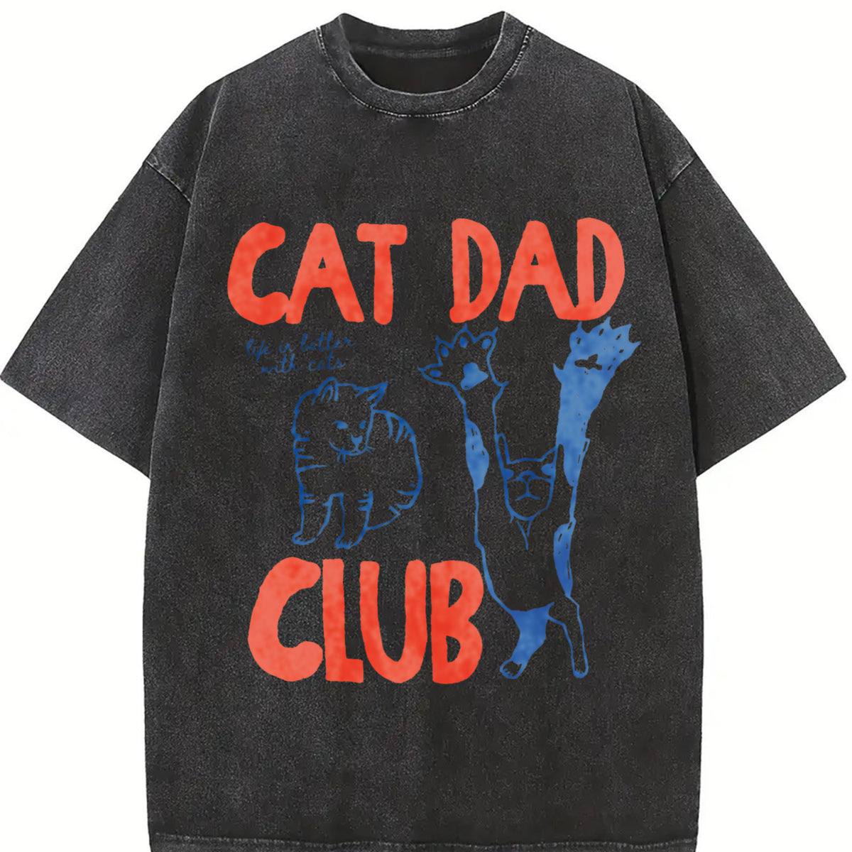 Cat Dad Club Cat Lover New Cat Dad vintage washed oversized T-shirt in Black