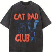 Cat Dad Club Cat Lover New Cat Dad vintage washed oversized T-shirt in Black