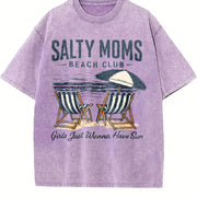Salty Moms Beach Club Vintage Washed T-Shirt in Purple