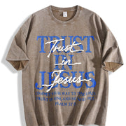 Trust in Jesus Vintage Washed T-Shirt in Brown