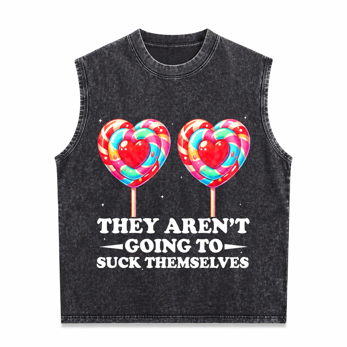 They Aren't Going to Suck Themselves Inappropriate Vintage Washed Tank Top in Black