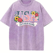 250th Anniversary United States Flowers Vintage Washed T-Shirt in Purple