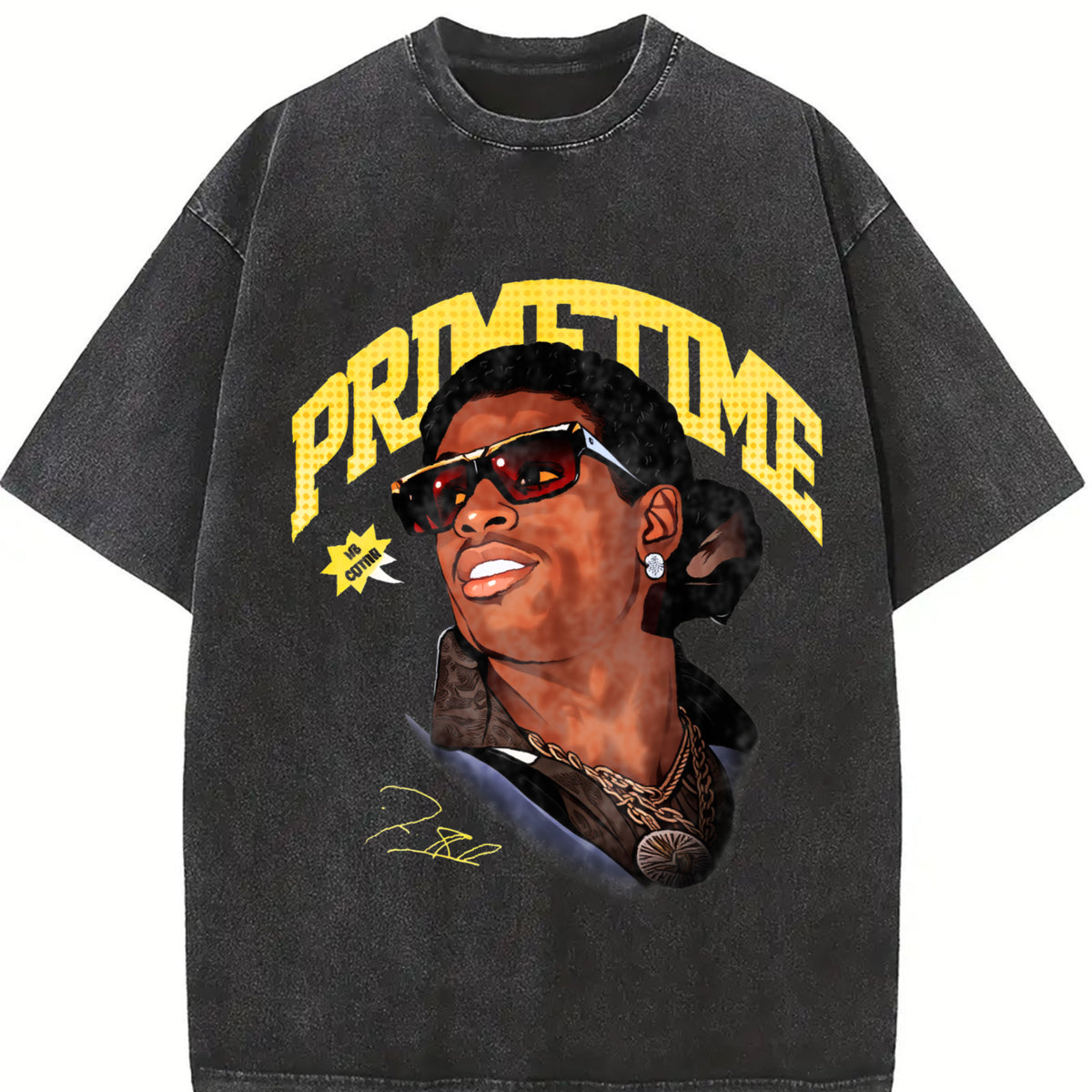 Deion Prime We Coming Coach vintage washed oversized T-shirt in Black