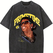 Deion Prime We Coming Coach vintage washed oversized T-shirt in Black