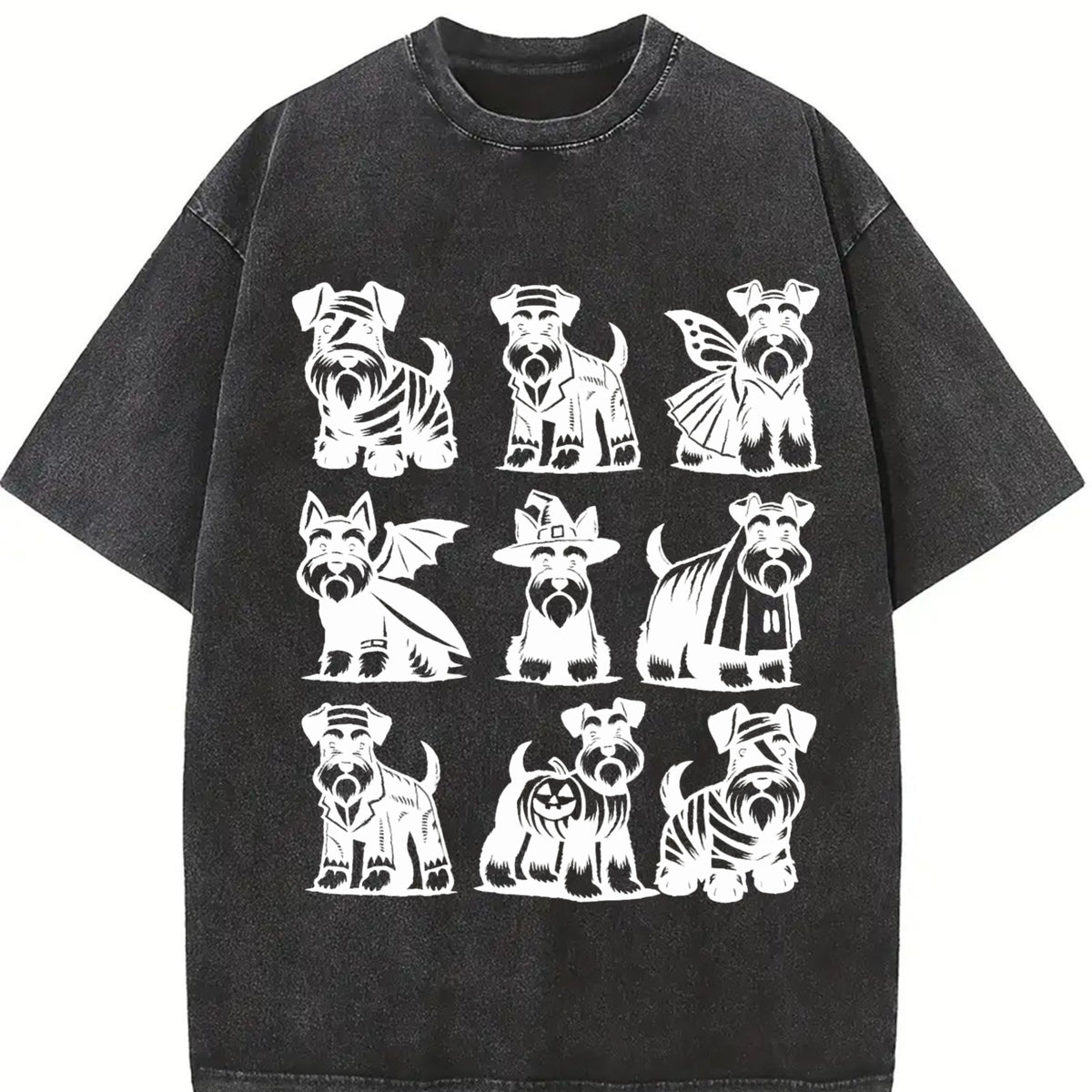 Miniature Schnauzer Vintage Washed T-Shirt in Black