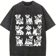 Miniature Schnauzer Vintage Washed T-Shirt in Black