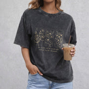 Throne Of Glass Flower Aelin Quote vintage washed oversized T-shirt in Black