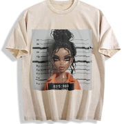 A - a Unique Doll Vintage Washed T-Shirt in Beige