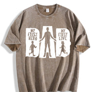 My First Hero My First Love Dad Vintage Washed T-Shirt in Brown