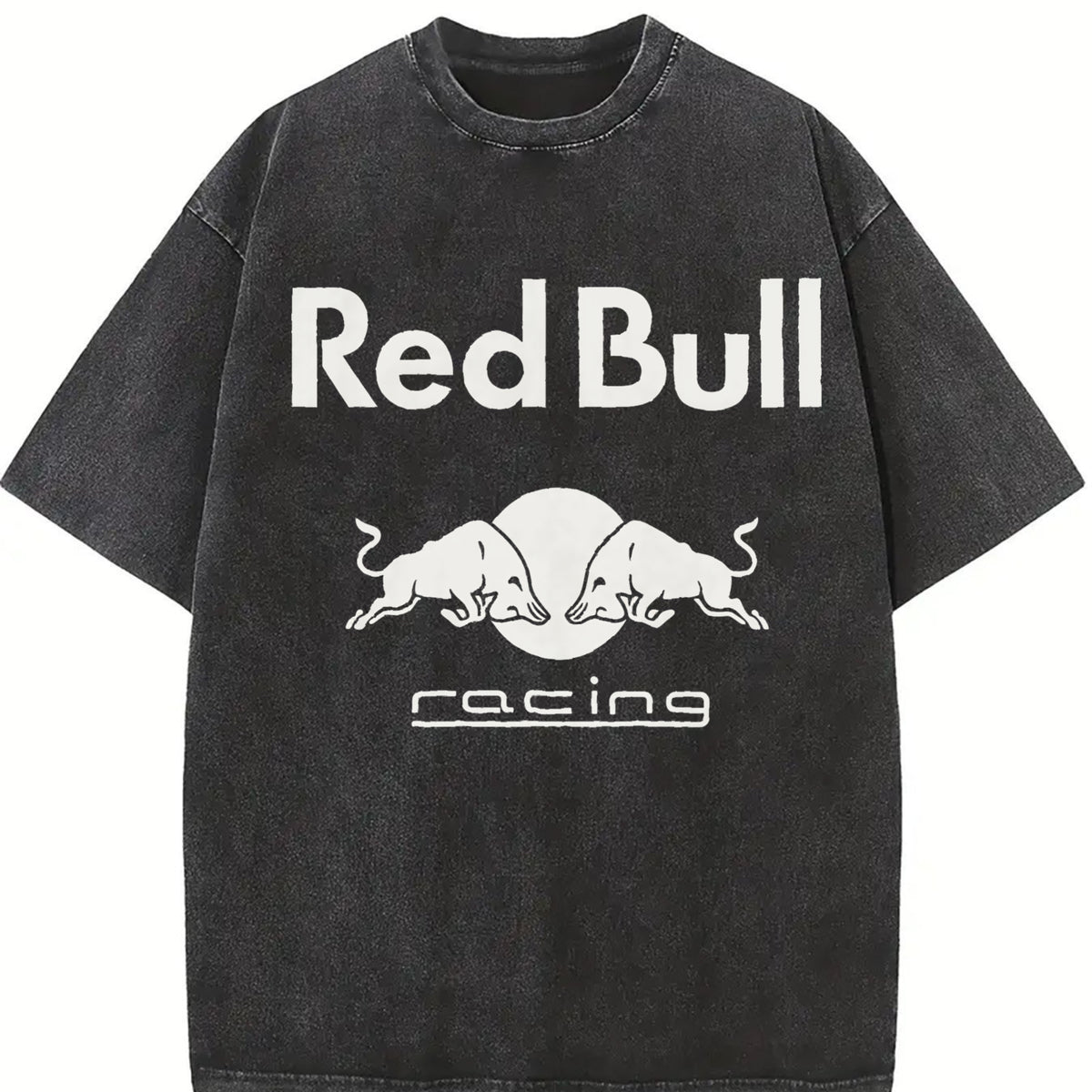 Black White Racing Best for Racing Lovers Starboy Bull Vintage Washed T-Shirt in Black