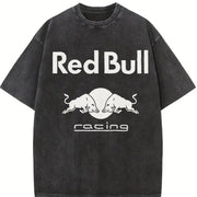 Black White Racing Best for Racing Lovers Starboy Bull Vintage Washed T-Shirt in Black