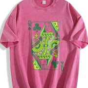 Queen of Clubs for St. Patrick's Day Vintage Washed T-Shirt in Red