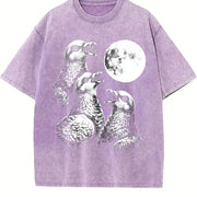 Pigeon Moon Pepper Bird Lover Vintage Washed T-Shirt in Purple