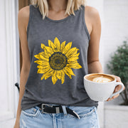 European and American Button V-neck Vest Women's Color Cotton Tank Top in Gray