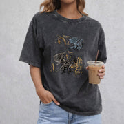 Fourth Wing Dragon vintage washed oversized T-shirt in Black