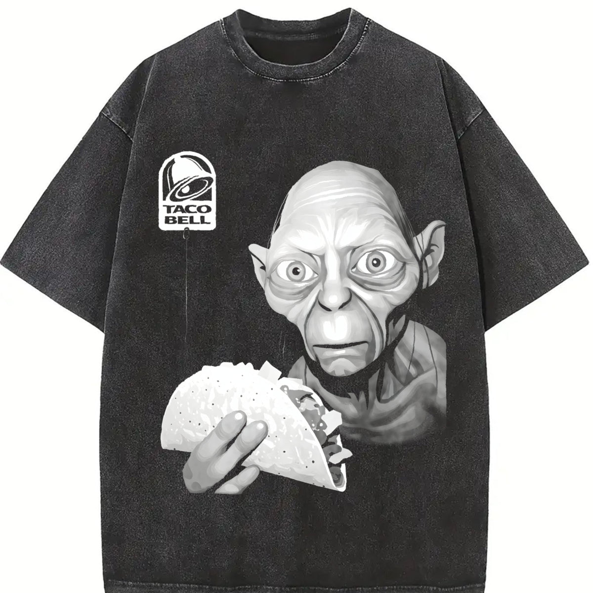 Taco Bell Gollum LOTR Hilarious Taco Lover's vintage washed oversized T-shirt in Black