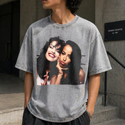 Selena and Aaliyah Vintage Washed T-Shirt in Gray