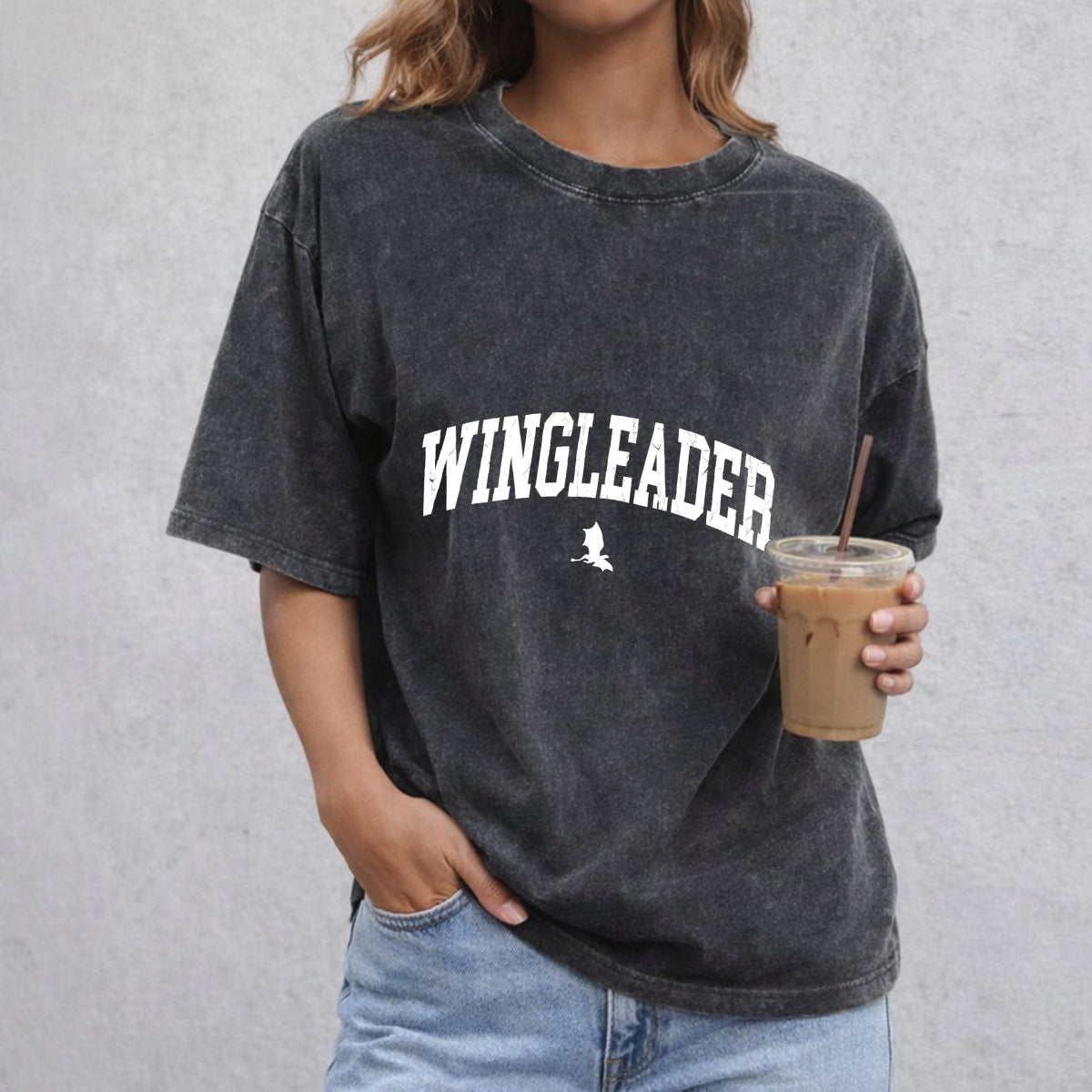 Xaden Riorson Wingleader vintage washed oversized T-shirt in Black