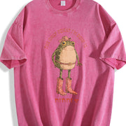 The Only Squat I'm Doin' Is Diddly Cowboy Frog Western vintage washed oversized T-shirt in Red