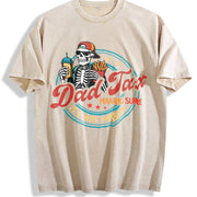 Father's Day Skull Fries Vintage Washed T-Shirt in Beige