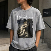 Literally Me Wolf Meme Vintage Washed T-Shirt in Gray