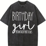 Birthday Girl 30th Birthday 30th Birthday Thirtieth 30th Vintage Washed T-Shirt in Black