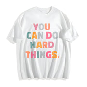 Loose- Basic Fashionable Short-sleeve Cotton T-Shirt in White