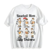 Silly Goose Baseball Mom Cotton T-Shirt in White