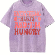 Everything Hurts And I'm Hungry Workout Gym Club vintage washed oversized T-shirt in Purple