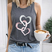 Romantic Love Intersection Vest Women's Color Cotton Tank Top in Gray