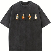 Yoga Geese Vintage Washed T-Shirt in Black