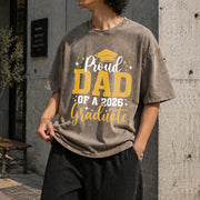 Dad Senior 2026 Proud Dad of a Class of 2026 Graduate Vintage Washed T-Shirt in Brown