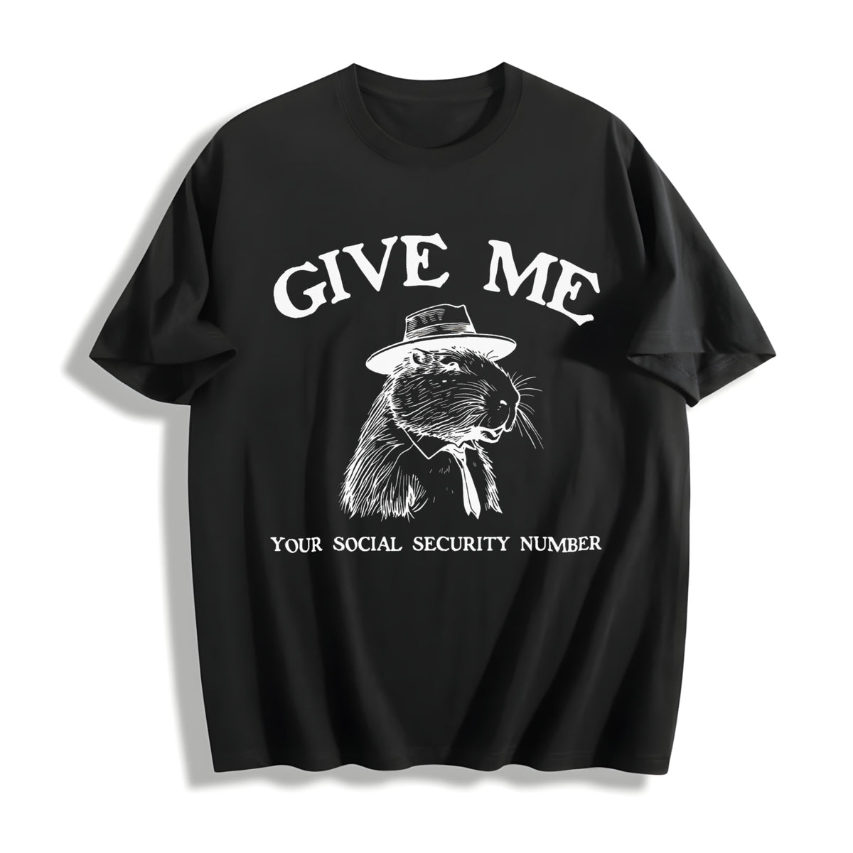 Give Me Your Social Capybara Cotton T-Shirt in Black