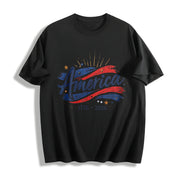 USA Flag America 250th Anniversary Cotton T-Shirt in Black