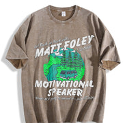 Chris Farley Hilarious Matt Foley Quotes and More Classic Vintage Washed T-Shirt in Brown