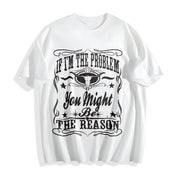 Loose-fitting with Bull Letter Cotton T-Shirt in White