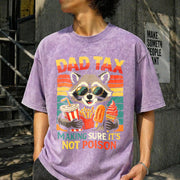 Dad Tax Raccoon Fathers Day Vintage Washed T-Shirt in Purple