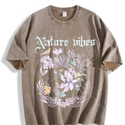 Laundered Retro Batik Dye-resistant End Vintage Washed T-Shirt in Brown