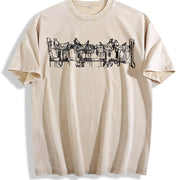 Western Saddle Cowgirl Country Horse Western Stuff Western Vintage Washed T-Shirt in Beige