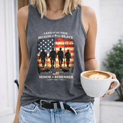 Land of the Free America Women's Color Cotton Tank Top in Gray
