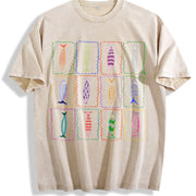 Sardines Tin Fish 90s Tomato Girl Ocean Coastal Grandma vintage washed oversized T-shirt in Beige