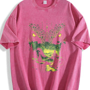 Fierce Green Tiger Vintage Washed T-Shirt in Red