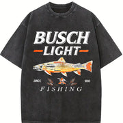 Busch Light Trout Fishing Sleeveless Tank Vintage Washed T-Shirt in Black