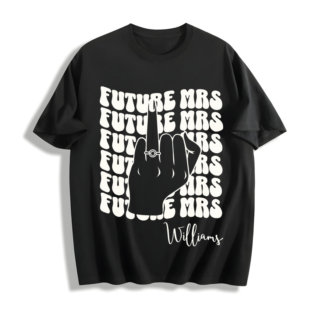 Custome NAME Retro Bachelorette Bride Cotton T-Shirt in Black