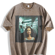 Scared Glam Doll in a Hallway Vintage Washed T-Shirt in Brown