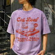 Cat Loaf Vintage Washed T-Shirt in Purple