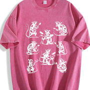 Rocker Rats 90s Retro Rat Playing Rock Guitar Vintage Washed T-Shirt in Red