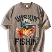 Fishing Tank Outdoor Fisher Workout Vintage Washed T-Shirt in Brown