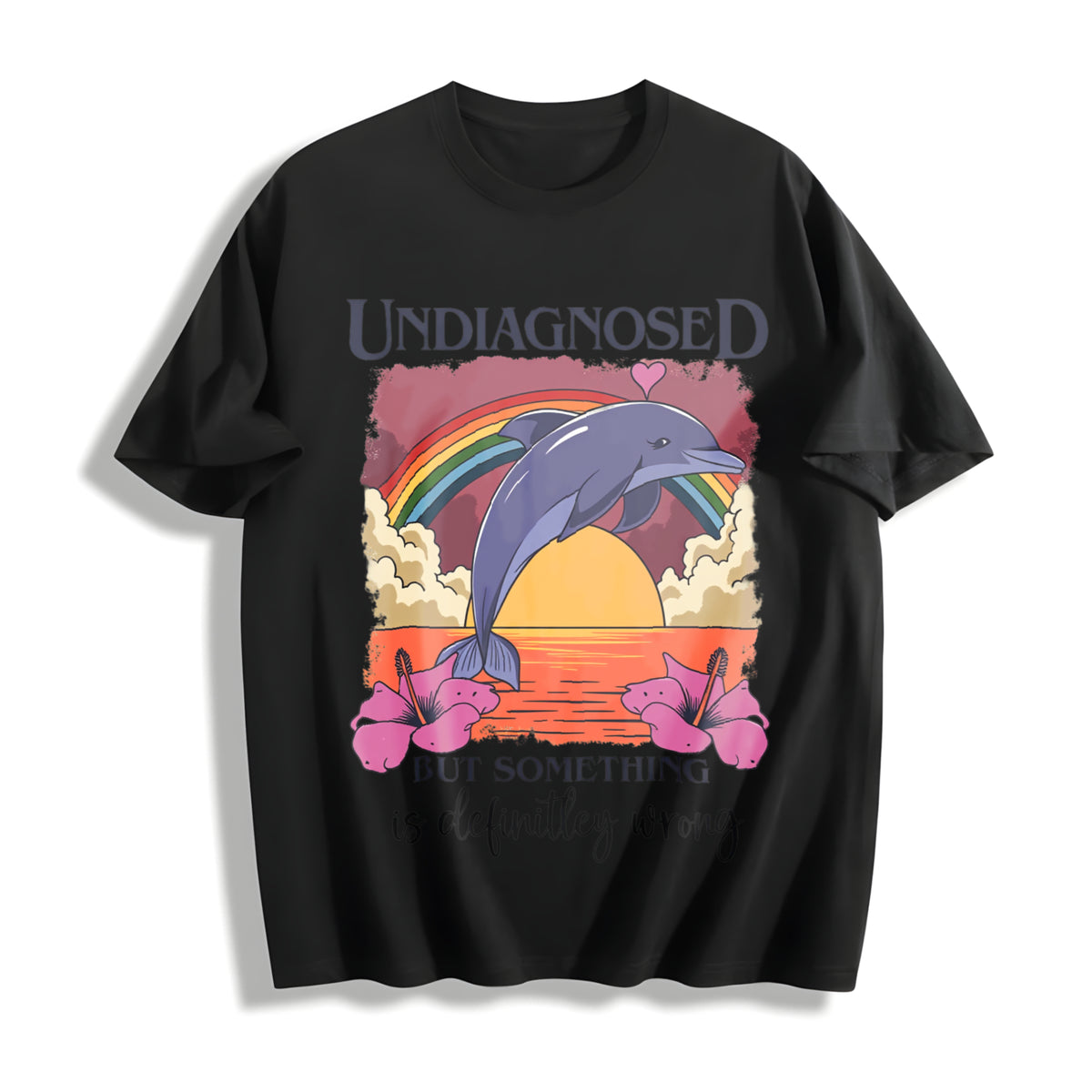 Undiagnosed Dolphin Cotton T-Shirt in Black