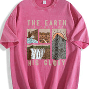 EARTH HIS GLORY Shoulder Drop Vintage Washed T-Shirt in Red